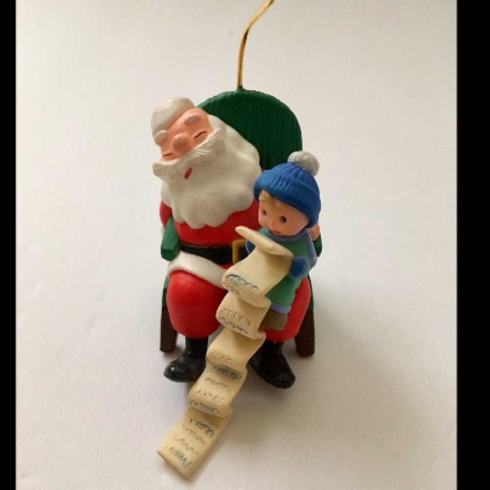 Vintage Santa and his elves Christmas ornaments